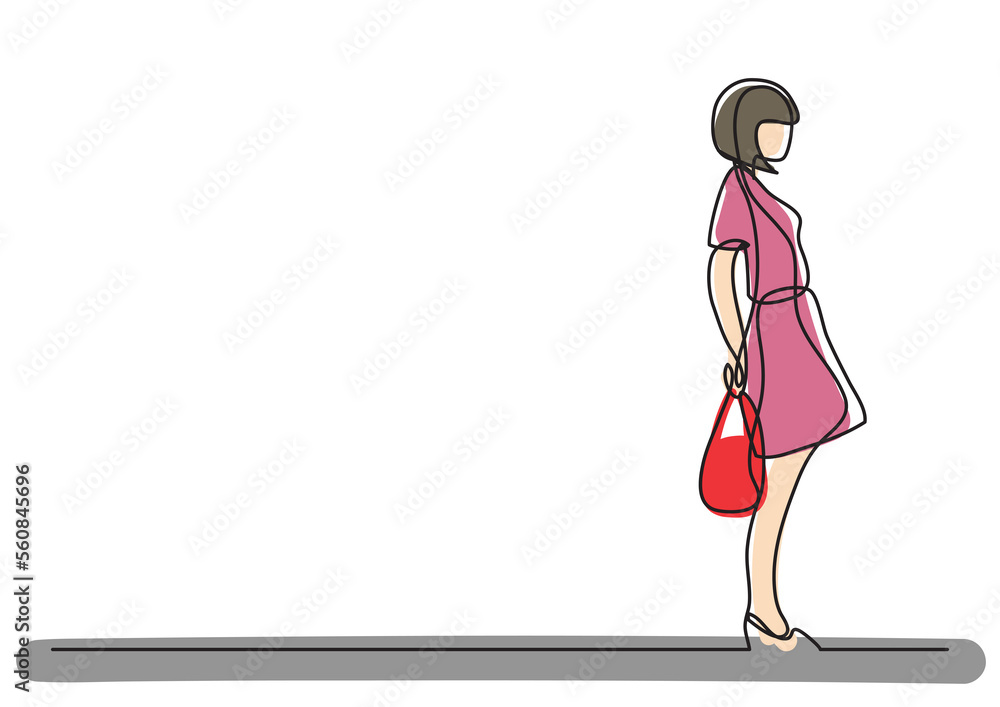 continuous line drawing lonely standing girl colored - PNG image with transparent background continuous line drawing lonely standing girl colored - PNG image with transparent background