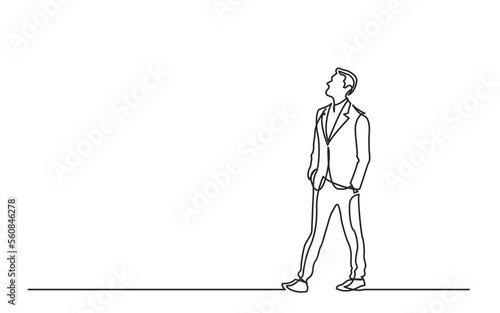 Fotografía continuous line drawing standing businessman dreaming - PNG image with transpare