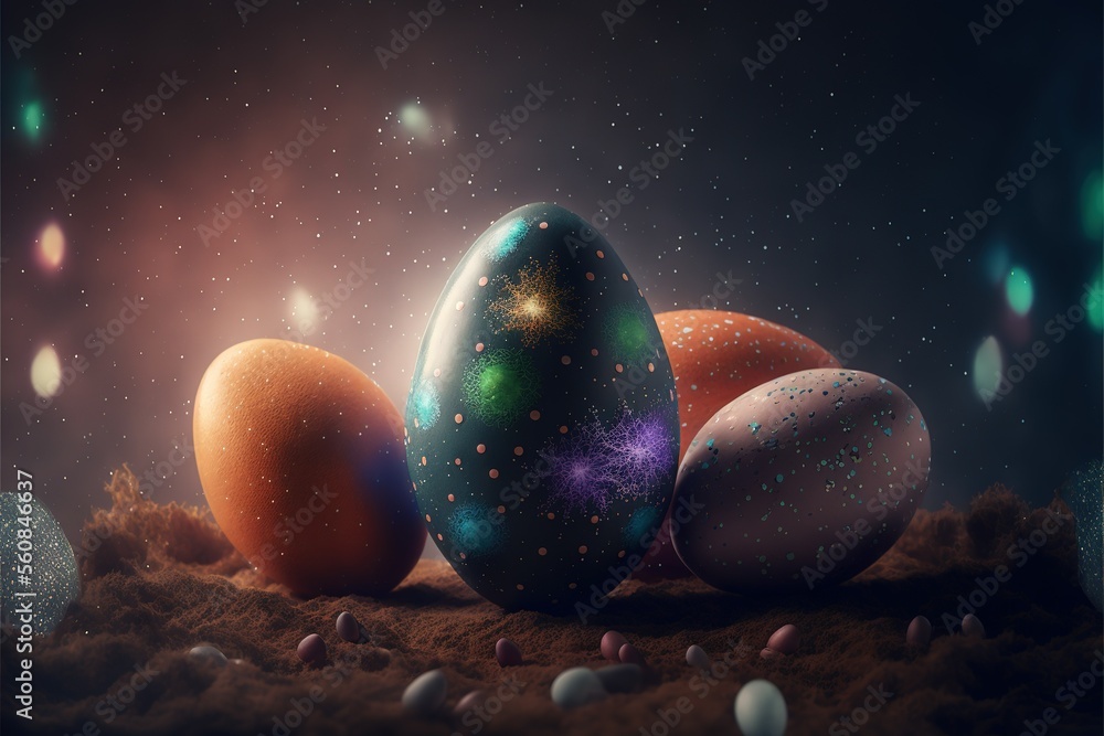 eggs in the night, happy easter, generative ai eggs in the night, happy easter, generative ai