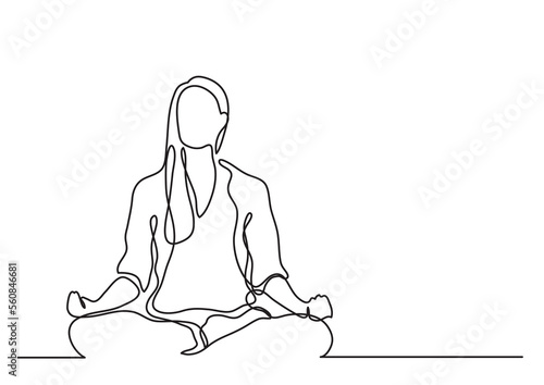continuous line drawing woman meditating - PNG image with transparent background