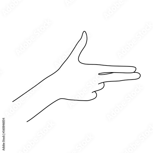 Gun. Hand gesture showing a gun. Gesture that disarms, revolver, browning, revolver, mauser. The concept of danger, trouble, risk, threat. Flat vector illustration.