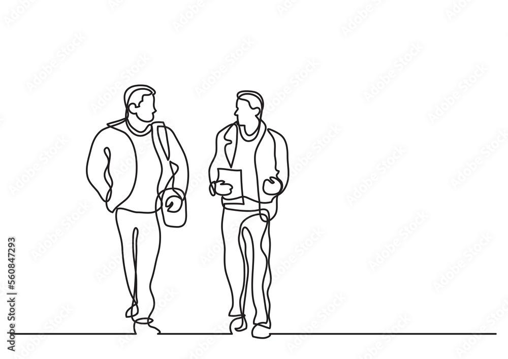 one line drawing two men walking talking - PNG image with transparent background one line drawing two men walking talking - PNG image with transparent background