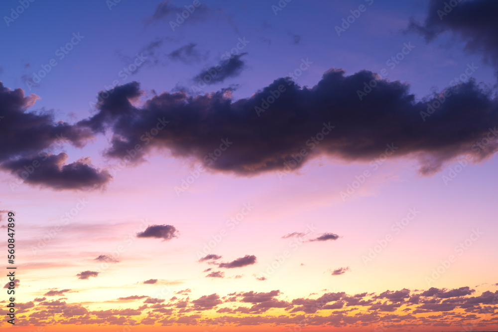 Beautiful sky evening beauty and Clouds at sunset , Panoramic scene view . Natural background