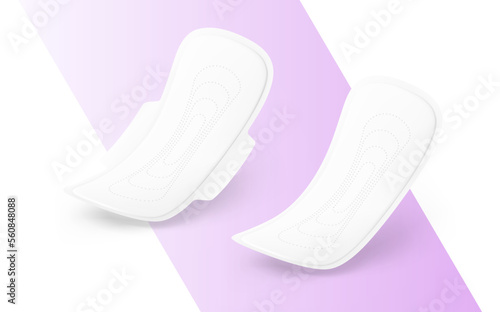 Realistic women pad mockup. Half side view. Vector illustration. Сan be used for healthcare, medical and other needs. EPS10.	