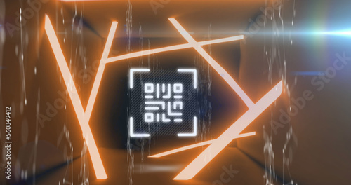 Image of lights and qr code in orange runnel
