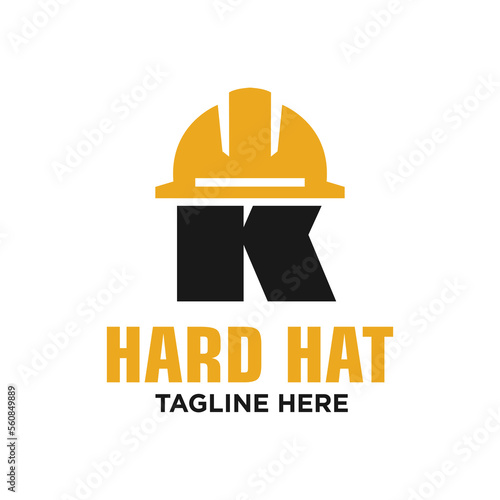 Letter K Hard Hat Logo Design Template Inspiration, Vector Illustration.