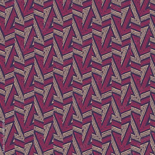 Multicolor Contour Textured Ethnic Zigzag Pattern