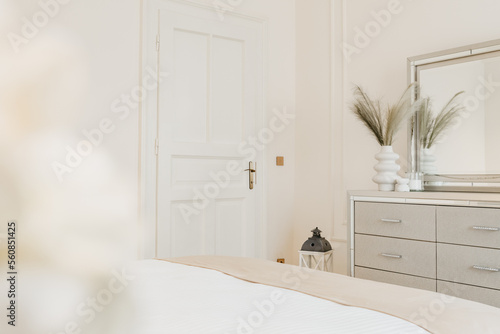 Details of high end home design with exquisite furniture, wooden floors and modern carpet