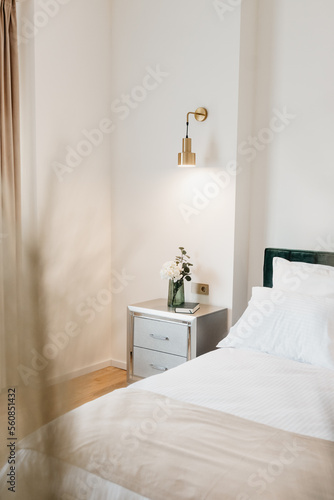 Details of high end home design with exquisite furniture, wooden floors and modern carpet