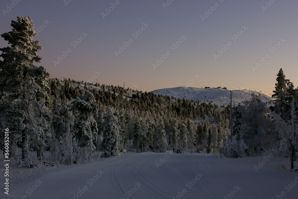slopes on a cold winter day in Levi, Finland slopes on a cold winter day in Levi, Finland