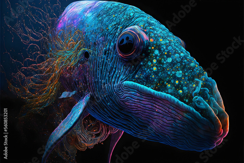 Deep-sea luminous fish in a fabulous underwater world.