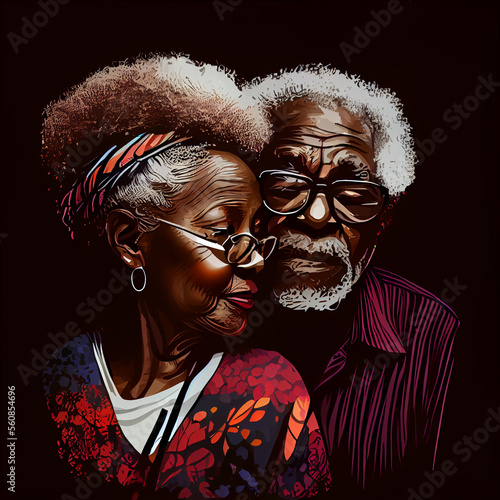 African american aged couple. Black history. Generative AI.