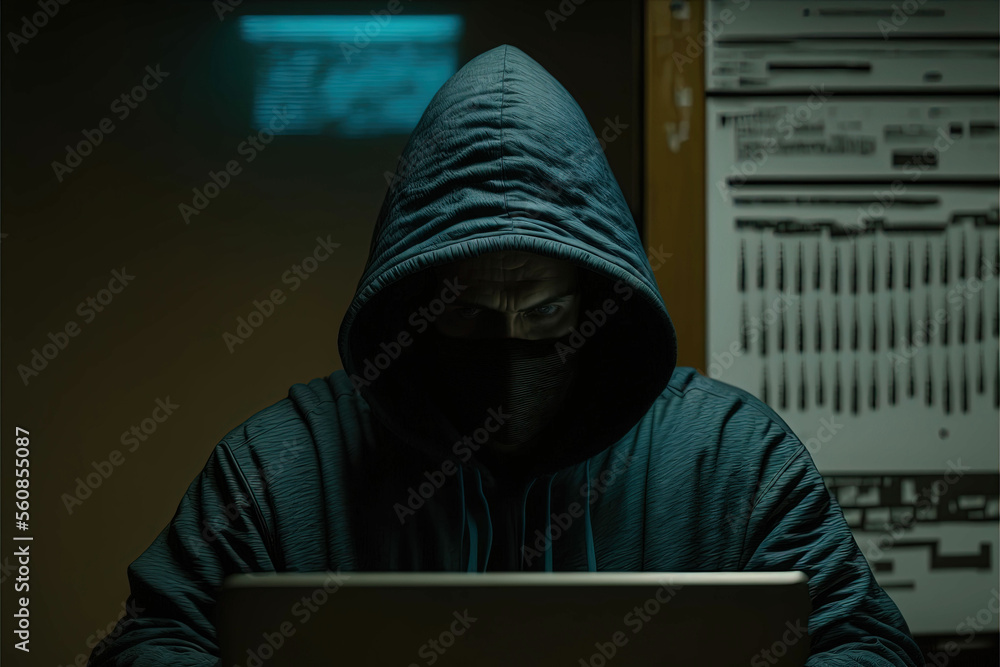 hacker stealing data using laptop by Generative AI hacker stealing data using laptop by Generative AI