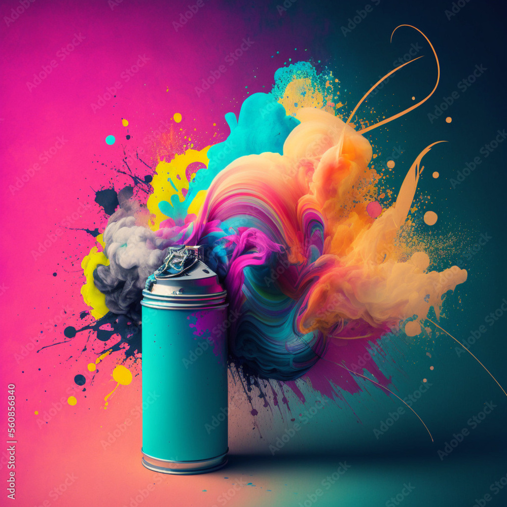 Spray can with paint. graffiti concept. Generative AI. Stock
