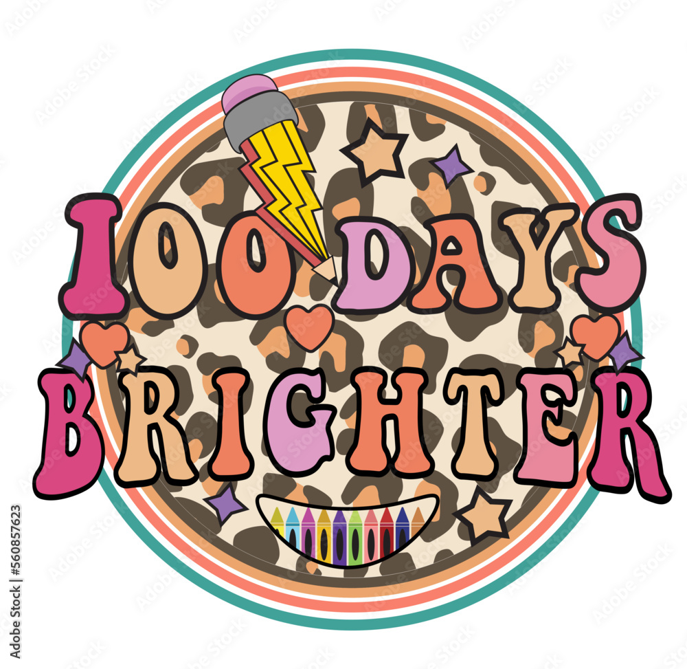 100 days of school brighter png svg, leopard retro lighting bolt 100 days of school brighter svg png, 100th day of school svg, retro design 100 days of school brighter png svg, leopard retro lighting bolt 100 days of school brighter svg png, 100th day of school svg, retro design