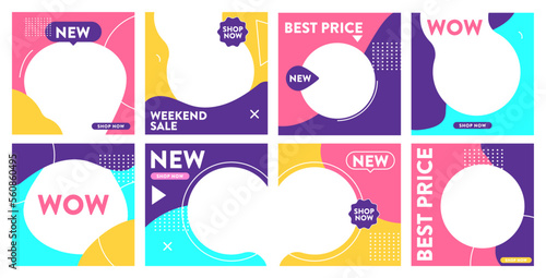 Colorful social media post template, for baby store and fashion. Minimalistic geometric concept. Alternate design is available for your need, suitable for your promotion.