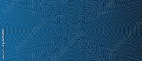 Circle lines pattern on blue background. Circle lines pattern for backdrop, brochure, wallpaper template. Realistic lines with repeat circles texture. Simple geometric background, vector illustration