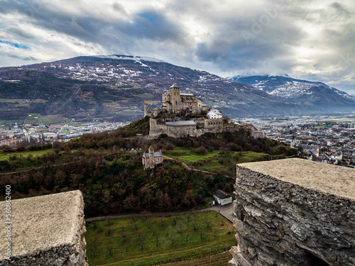 The Valere basilica , fortified church in Sion , canton of Valais