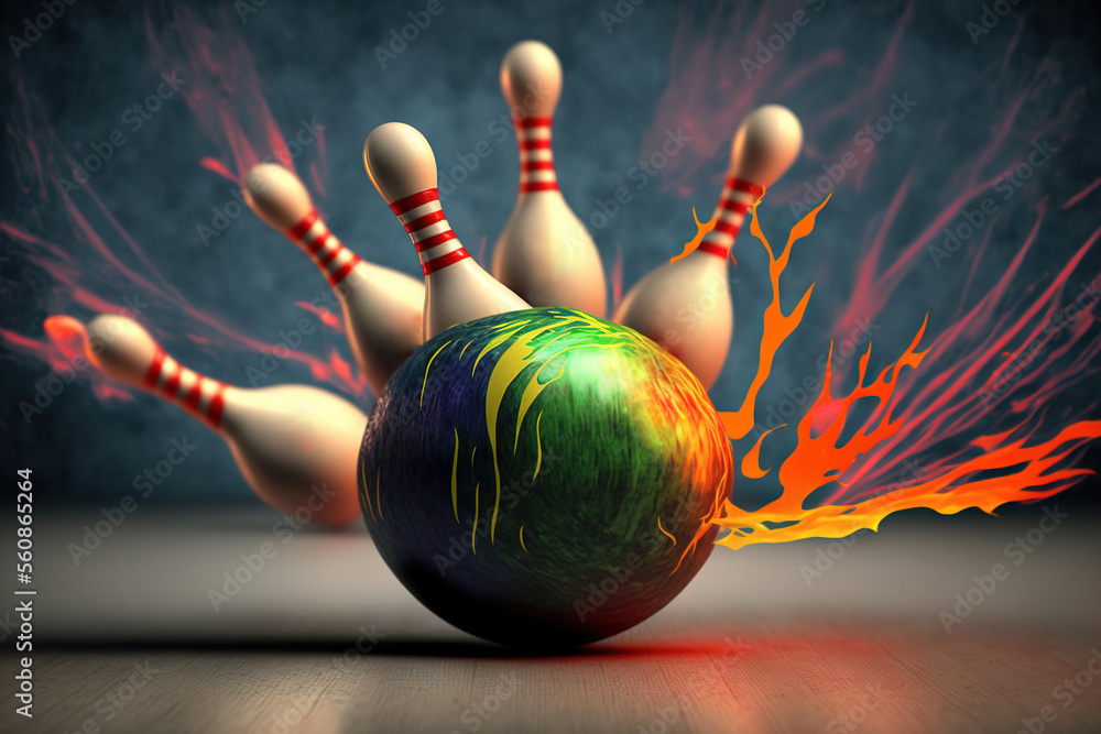 The bowling ball is ready to be hit. Image of a bowling ball hitting