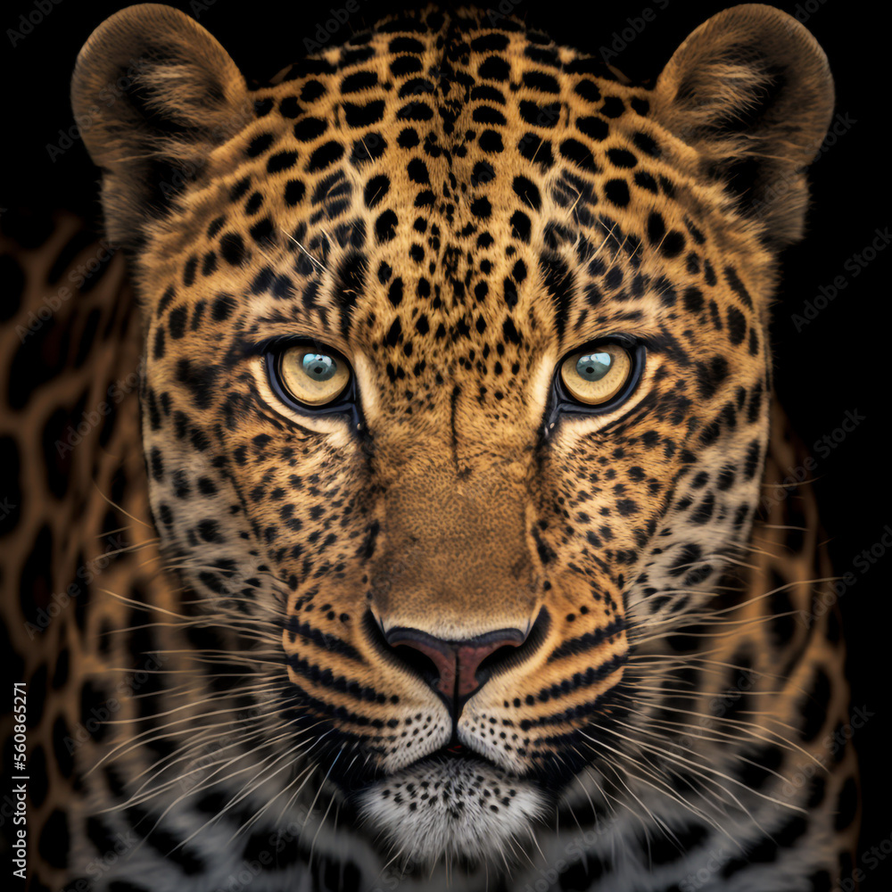 Portrait of a leopard - obrazy, fototapety, plakaty 