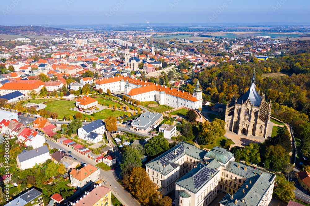 Aerial view of St.Barbara Church in Kutna Hora, Czech Republic