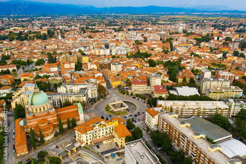 Bild auf Leinwand Panoramic aerial view of Udine cityscape, Italy