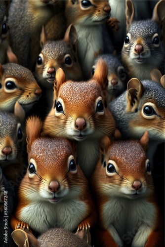  A group of squirrels illustration made with Generative AI