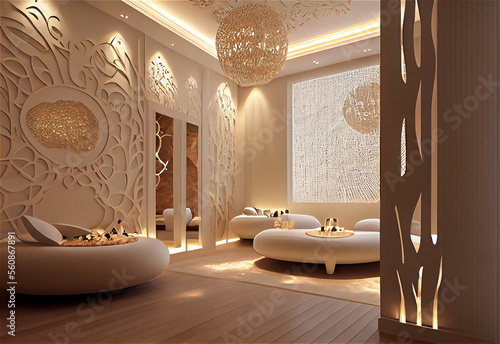 Interior of a spa with a lu...