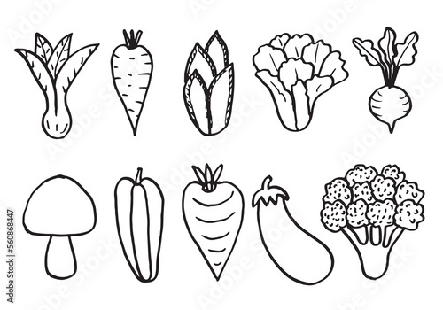 Doodle vegetables. Vector sketch illustration of healty food.eps 10.