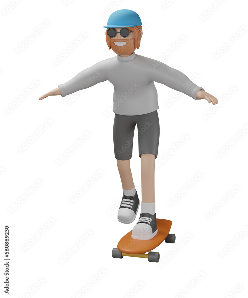 3d render illustration of man playing skateboard 3d render illustration of man playing skateboard