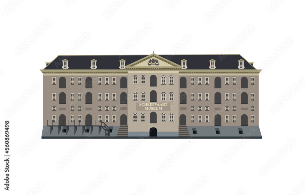 Shipping Museum in Amsterdam. Vector illustration. Shipping Museum in Amsterdam. Vector illustration.