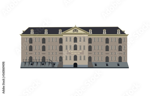 Shipping Museum in Amsterdam. Vector illustration.