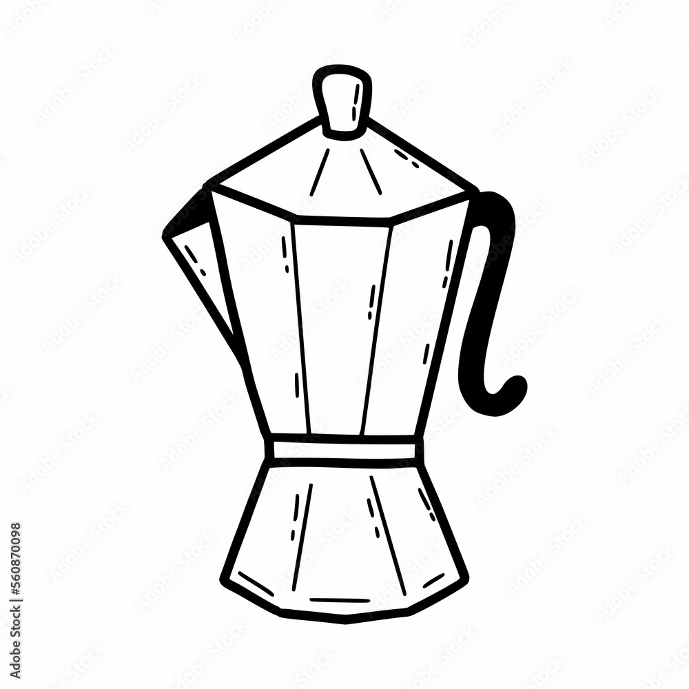 Coffee pot. Hot drink. Vector doodle illustration. Sketch. Coffee pot. Hot drink. Vector doodle illustration. Sketch.