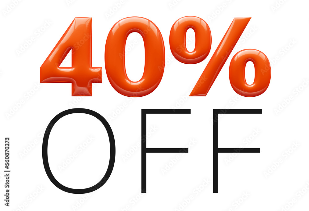 40% off, discount, sale, 3d rendering of numbers and letters 40% off, discount, sale, 3d rendering of numbers and letters