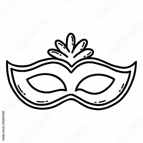 Carnival mask. Attribute of festival. Party. Vector doodle illustration. Icon. Hand drawn sketch.