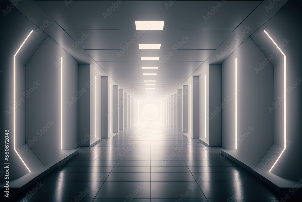 Sci-Fi Alien White Corridor Hallway Room with Stark White Lighting Glossy Floor 3D Architecture Room Sci-Fi Alien White Corridor Hallway Room with Stark White Lighting Glossy Floor 3D Architecture Room