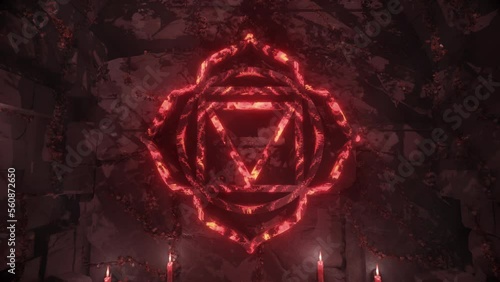 Root chakra Muladhara Stone glowing kundalini energy 3d trippy vj loop background texture Red Healing 4k Psychedelic backdrop photo