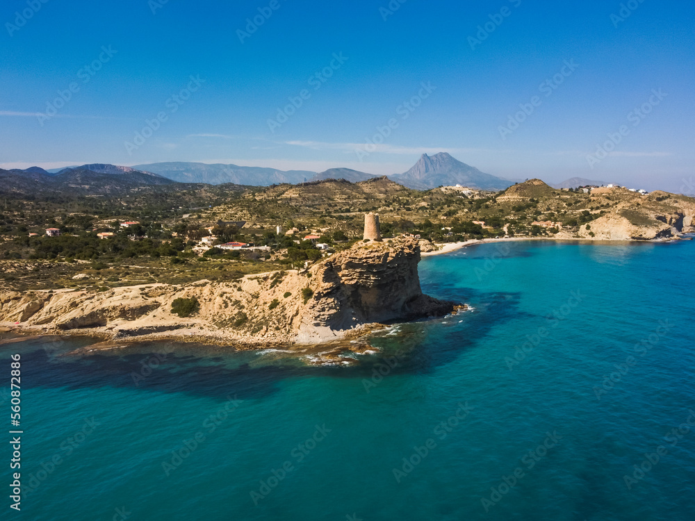 Cala beach El Xarco drone view, Villajoyosa, Alicante  