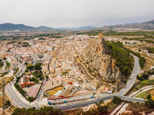 Sax castle aerial view by drone Alicante Spain
