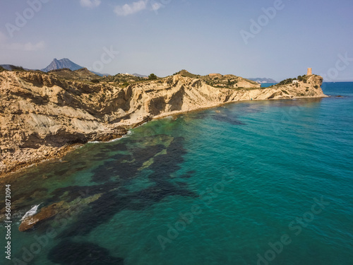 Cala beach El Xarco drone view, Villajoyosa, Alicante 