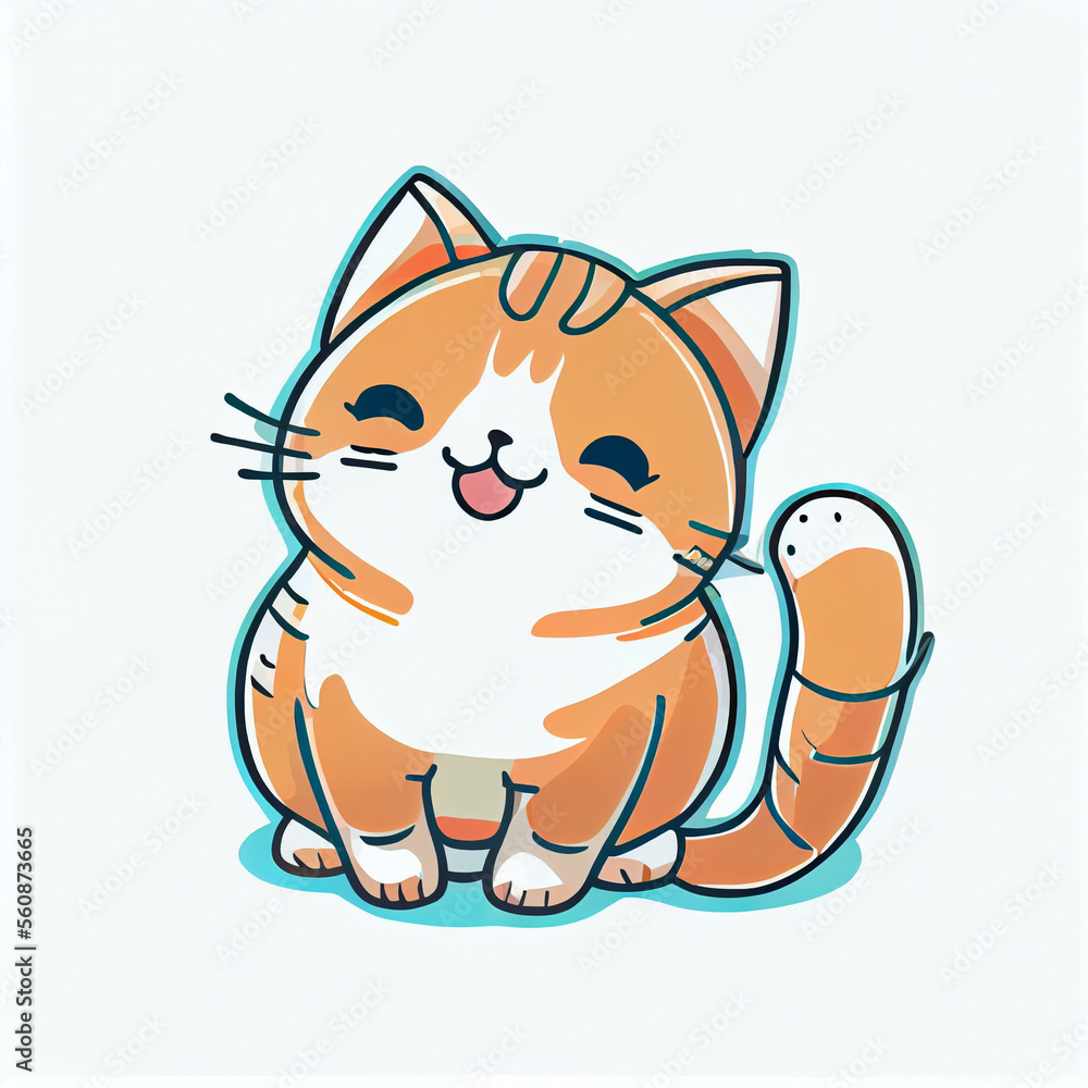 Cute happy chibi maine cat, generative ai Cute happy chibi maine cat, generative ai