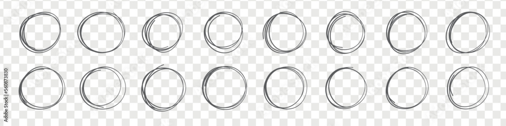 Set of hand drawn circles sketch frame, felt-tip pen ovals. Doodle circular frame elements isolated vector illustration Set of hand drawn circles sketch frame, felt-tip pen ovals. Doodle circular frame elements isolated vector illustration