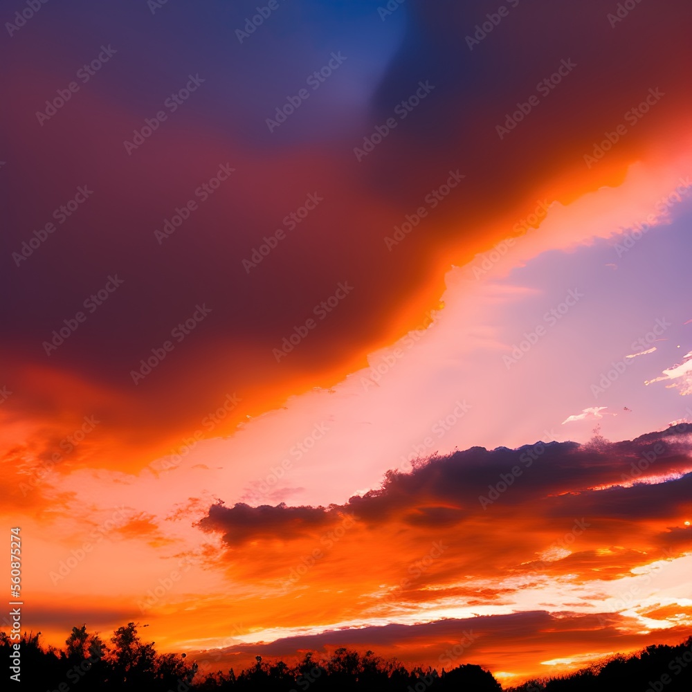 Sunset sky with clouds - generative ai Sunset sky with clouds - generative ai