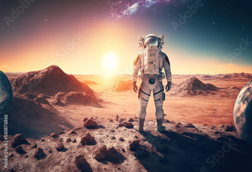 astronaut in the desert sky created with Generative AI technology