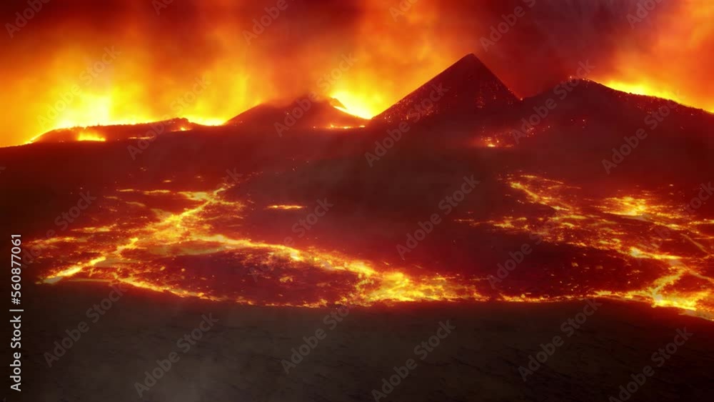 Pyramids burning, lava in the Sahara desert Pyramids burning, lava in the Sahara desert