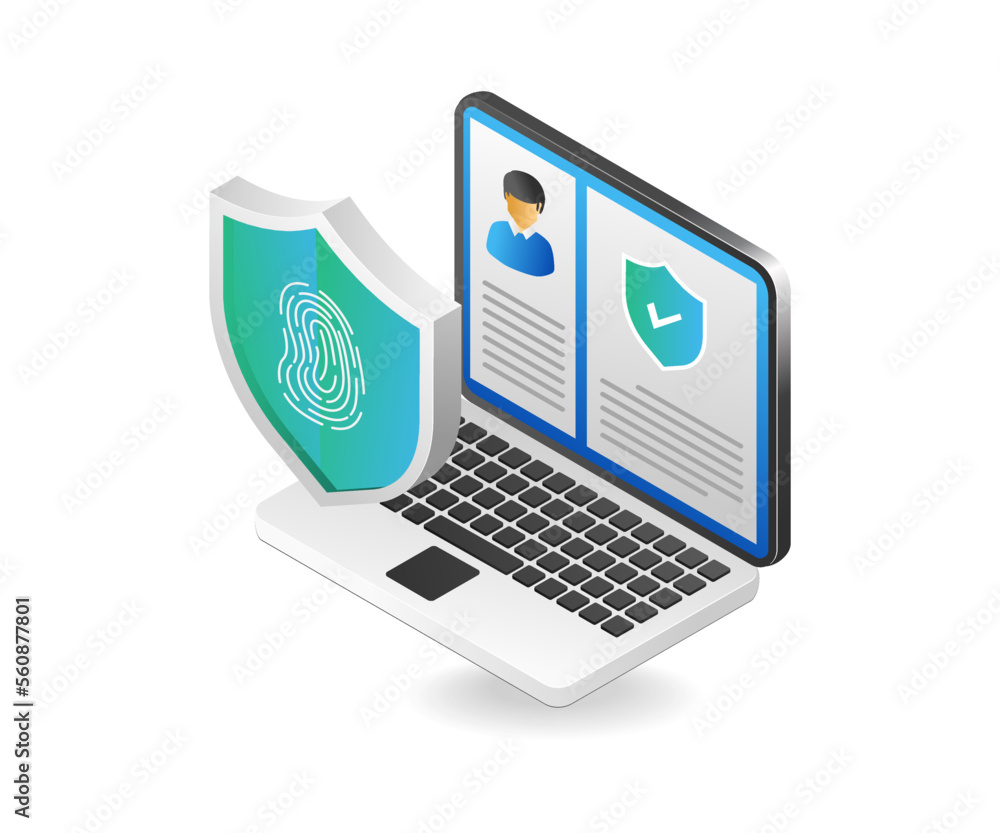 Isometric flat 3d illustration concept of personal data account security Isometric flat 3d illustration concept of personal data account security