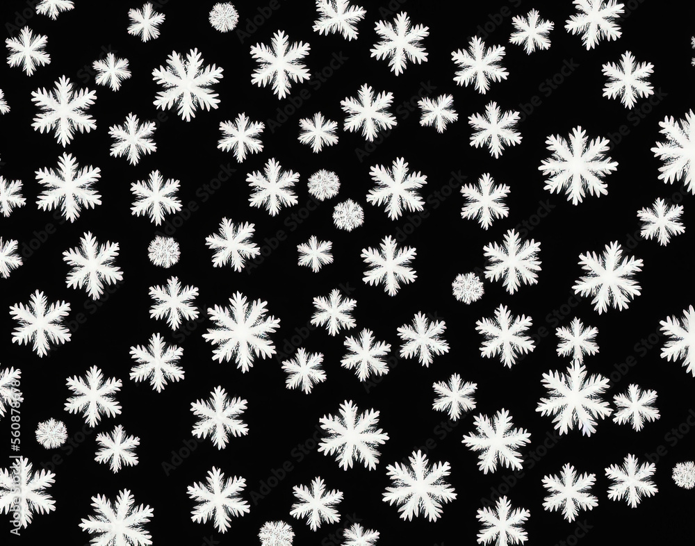 Snowflakes on a black background. IA technology Snowflakes on a black background. IA technology