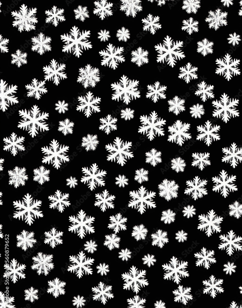 Snowflakes on a black background. IA technology Snowflakes on a black background. IA technology