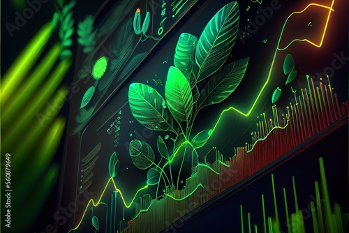 Color glowing chart movement upwards, growth created with generative ai technology