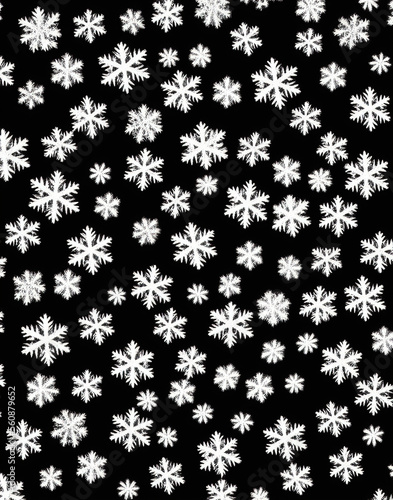 Snowflakes on a black background. IA technology